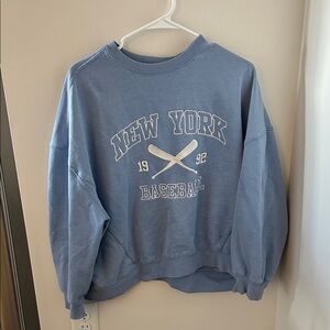 Garage Blue New York Baseball Crewneck Sweater